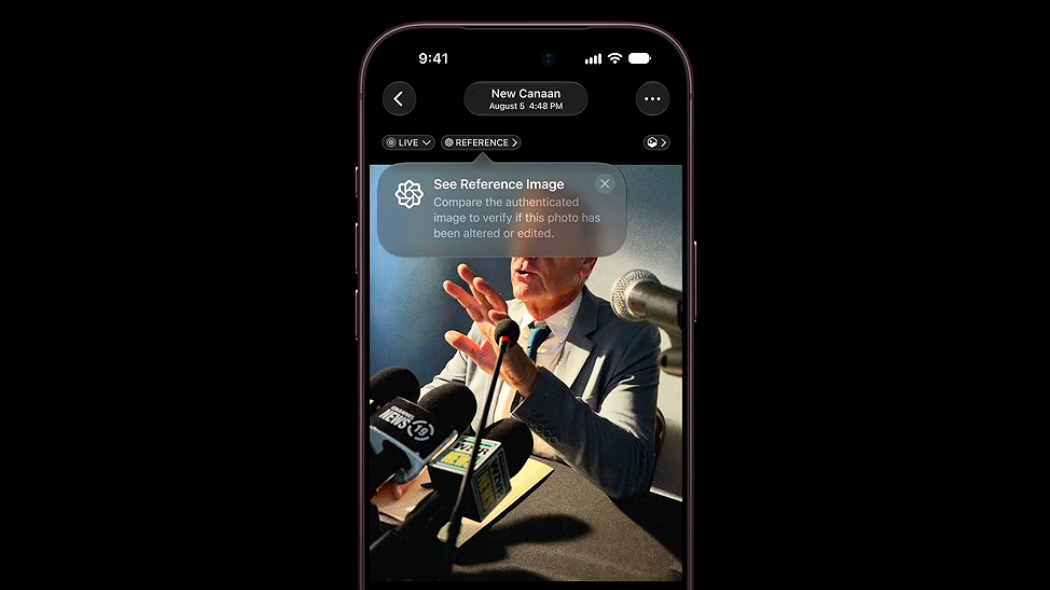 A screenshot of a video showing the Apple reference image in the pHotos app
