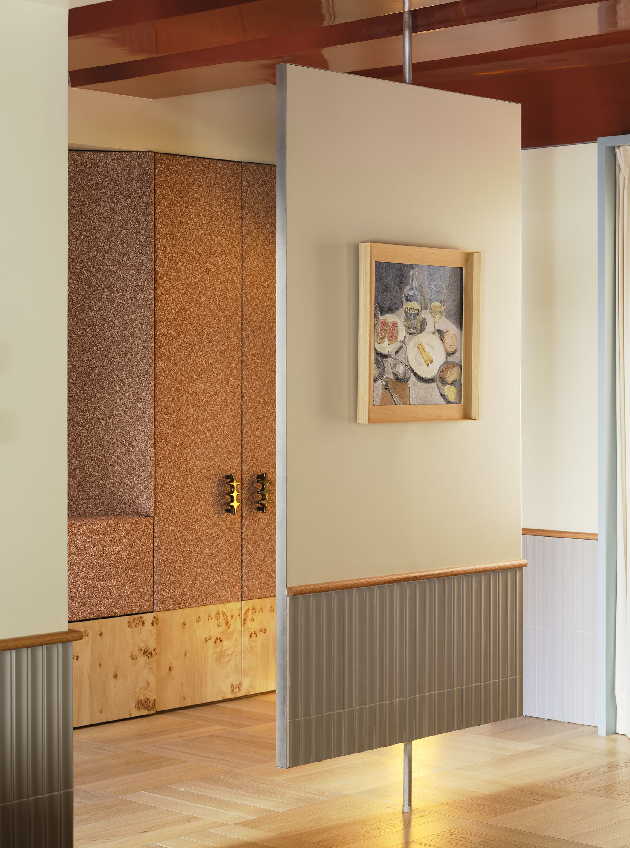 a central room divider with artwork