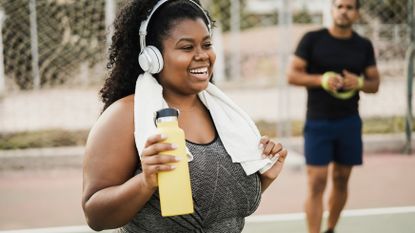 Woman exercising in park