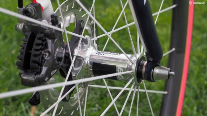 As Bontrager doesn't currently make a disc-compatible carbon tubular wheelset, these are custom built using hubs borrowed from an Affinity Pro wheelset
