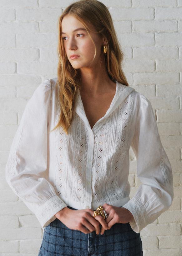 Fringie Shirt - S&amp;eacute;zane X Sea Ny - Plain Ecru Embroidery - Organic Cotton - S&amp;eacute;zane