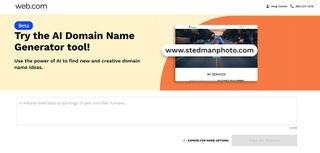 screenshot of web.com's domain name generator