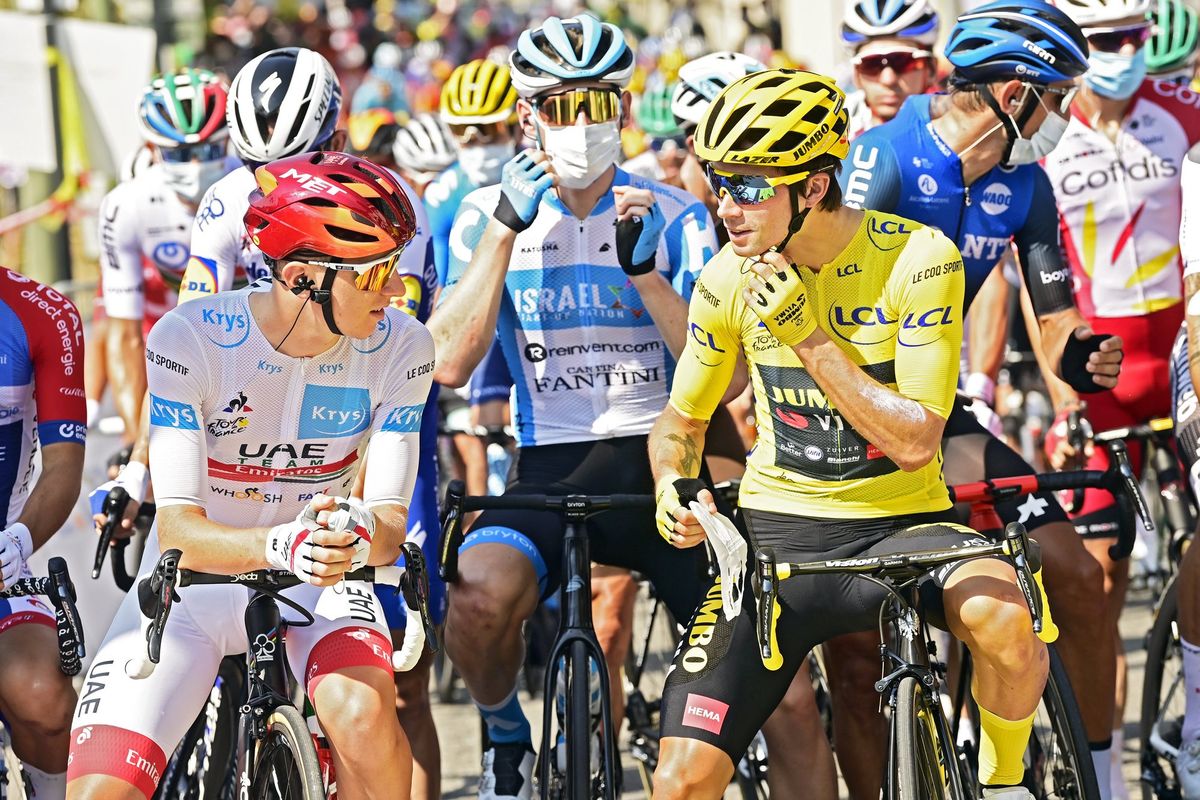Tour de France 2020 107th Edition 15th stage La TourduPin VillarddeLans 164 km 15092020 Wout Van Aert BEL Team Jumbo Visma Primoz Roglic SLO Team Jumbo Visma Peter De VoechtPNBettiniPhoto2020