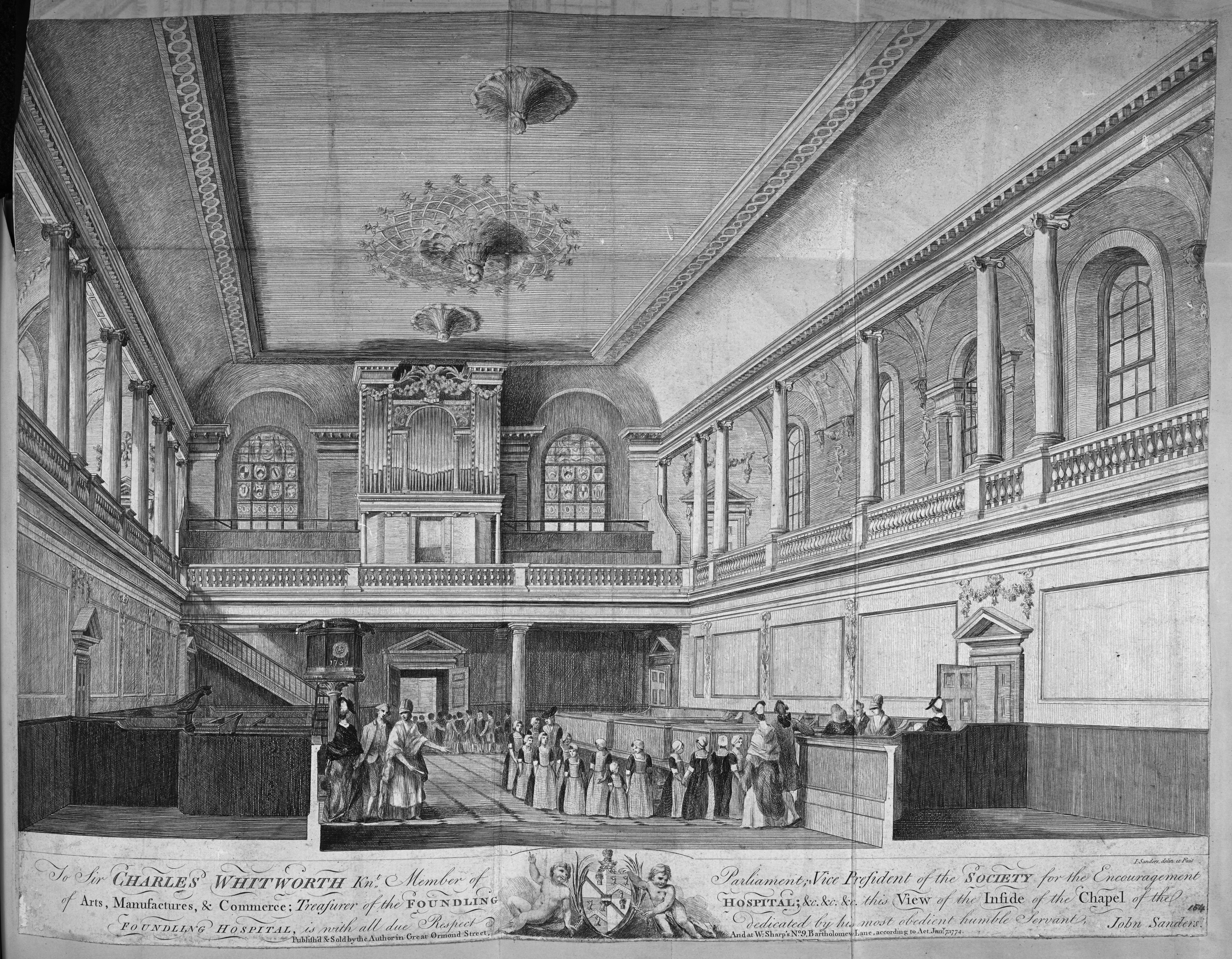 A 1774 engraving of the chapel at the Foundling Museum