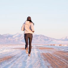 A woman exercising during winter