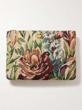 Vlogo Medium Embellished Floral-Jacquard Clutch