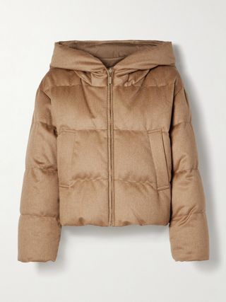 The Cube Dalia Reversible Hooded Quilted Padded Camel Hair and Shell Jacket