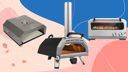 Best pizza oven an Ooni pizza oven on a pink background