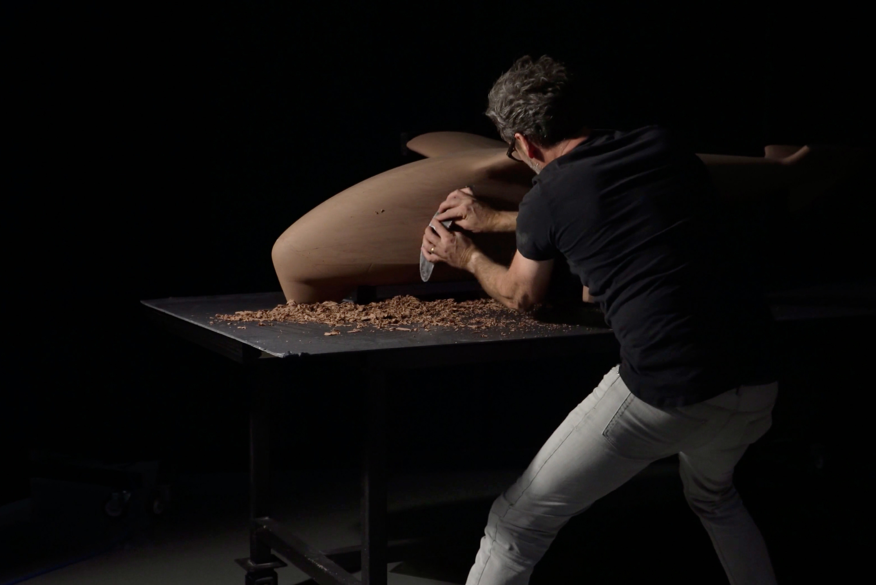 Shaping the Midnight fuselage in clay
