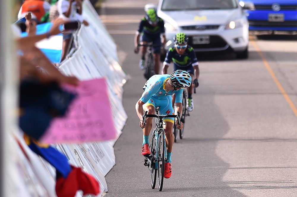 Miguel Angel Lopez approaches the finish line during stage 6.