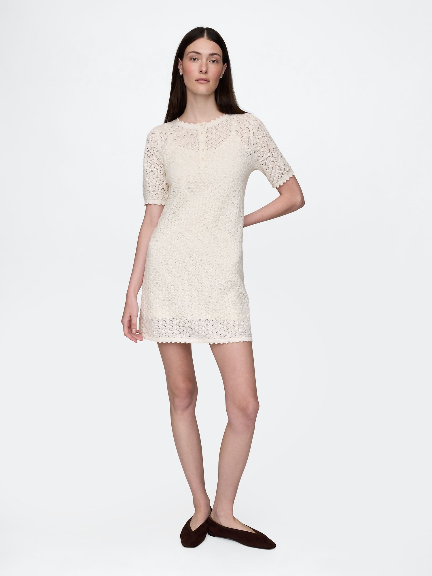 Gap, Linen-Blend Pointelle Dress