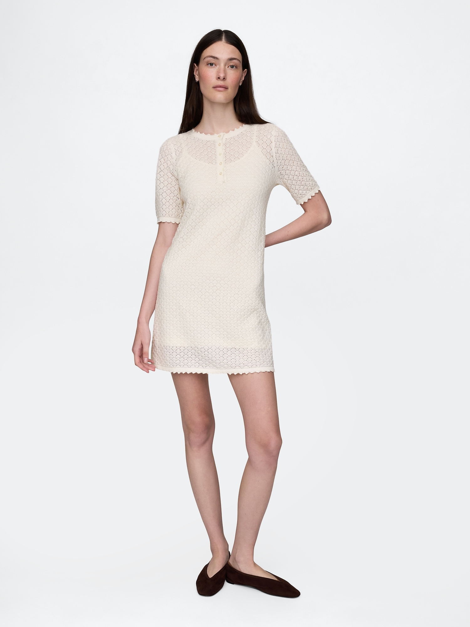 Gap, Linen-Blend Pointelle Dress