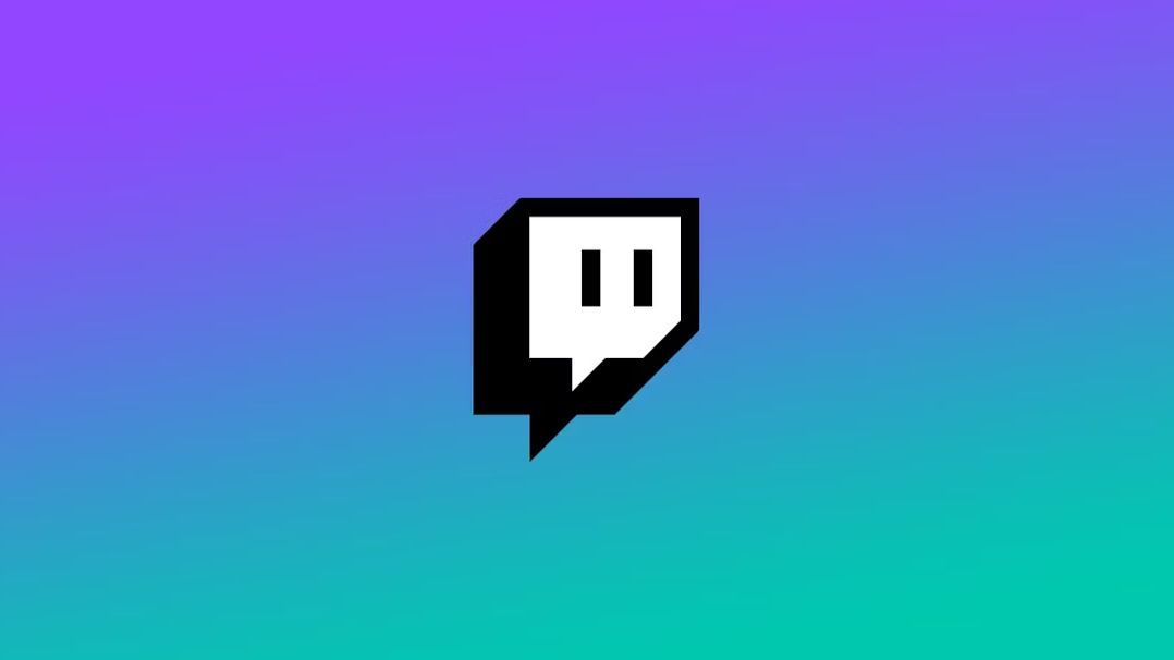 Twitch logo on a purple and green blended background