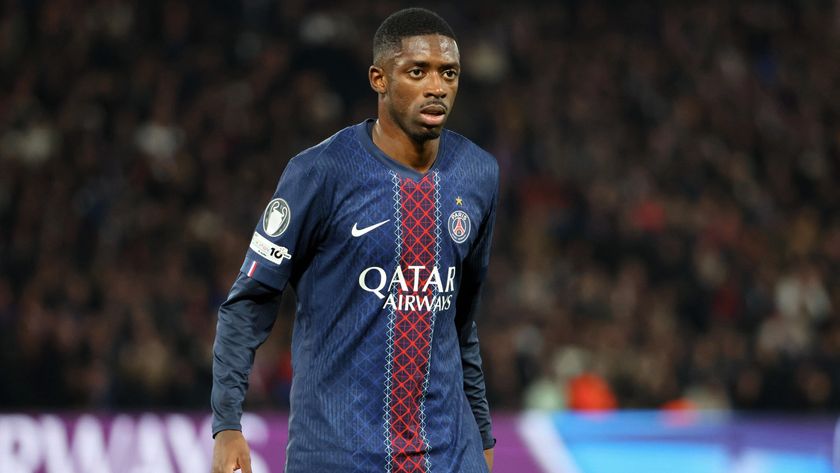 Ousmane Dembele #10 of Paris Saint-Germain reacts during the UEFA Champions League 2025/26 League Phase MD4 match between Paris Saint-Germain and FC Bayern München at Parc des Princes on November 04, 2025 in Paris, France.