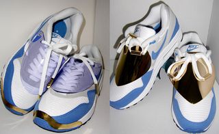 Blue, white & gold Nike shoes