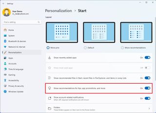 Start app promotions setting