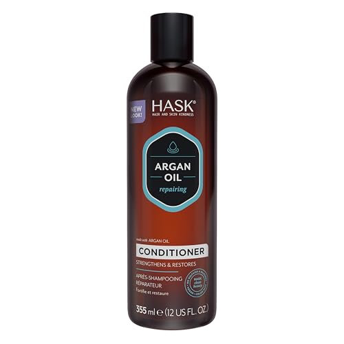 Hask Argan Oil Conditioner, Repairing for All Hair Types, Colour Safe, and Cruelty-Free - 1 355ml Bottle
