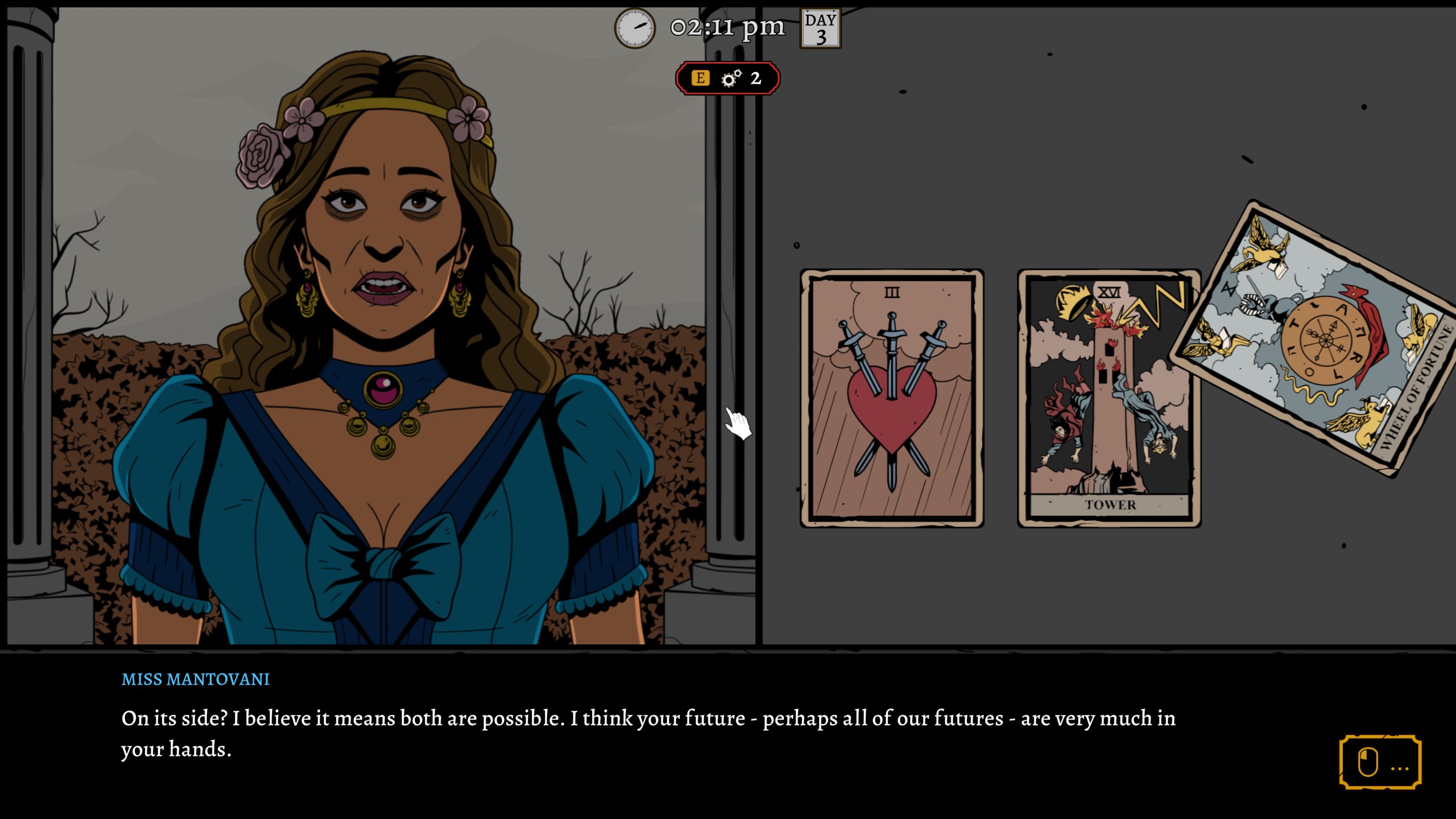 Screenshots of in-game exploration and conversation throughout The Seance of Blake Manor.