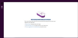 Screen grab of Slack outage