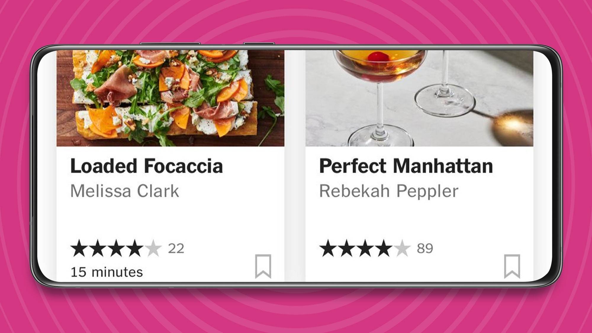 NYT Cooking app on phone screen