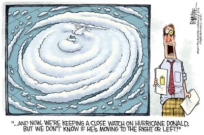 Political cartoon U.S. hurricane Trump news