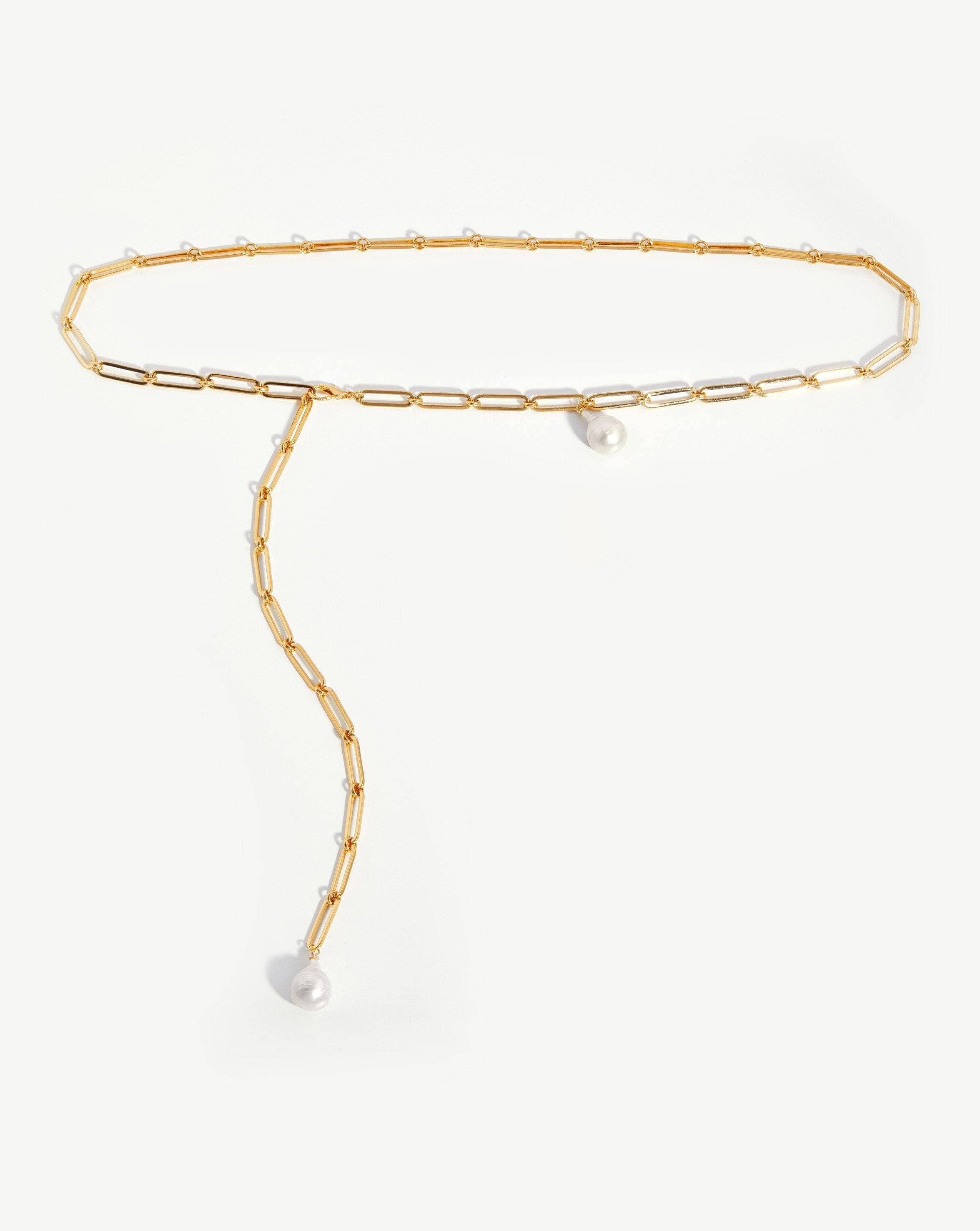Baroque Pearl Charm Chain Belt | 18ct Gold Plated/pearl
