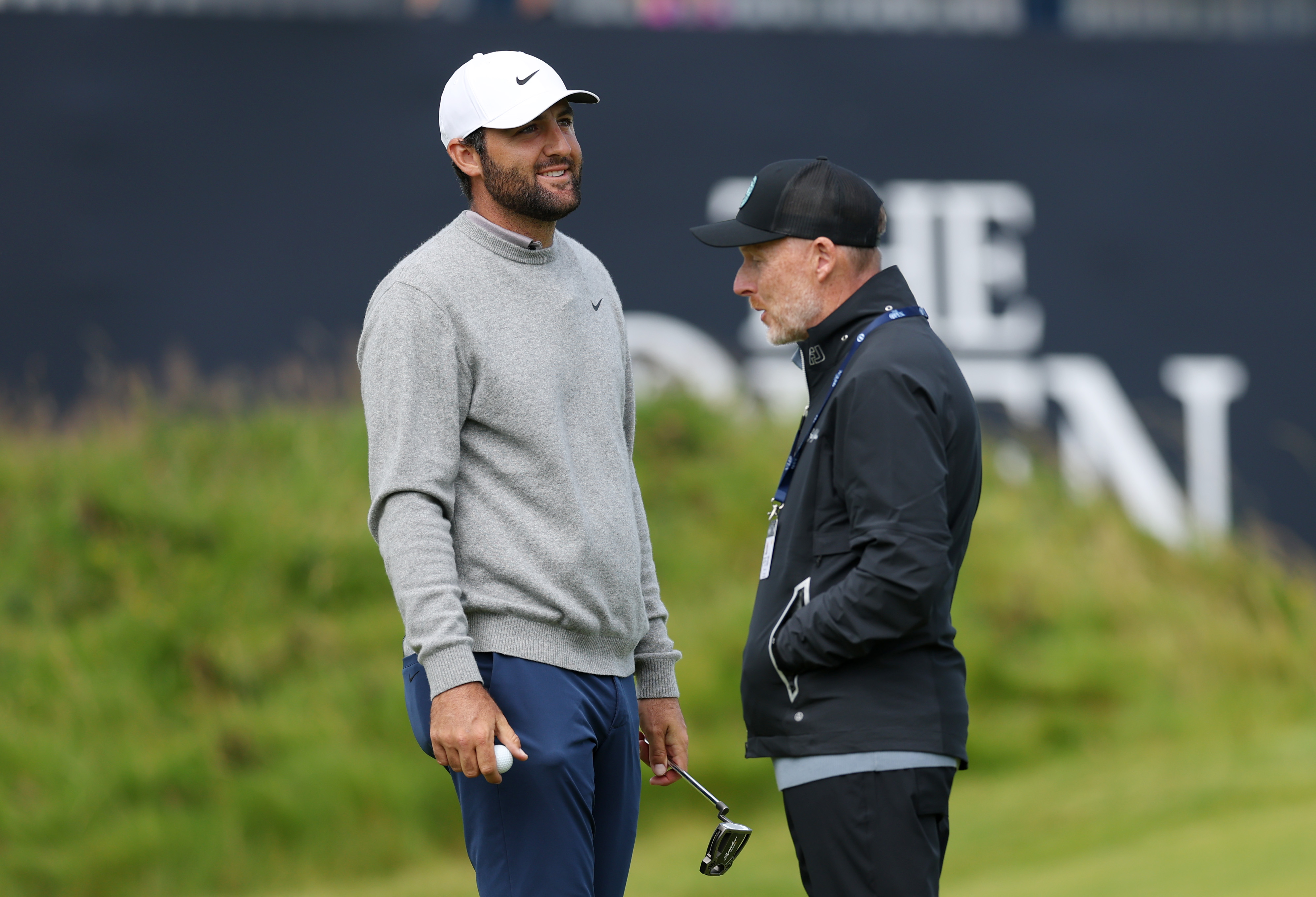 Scottie Scheffler speaks to Phil Kenyon at The Open Championship