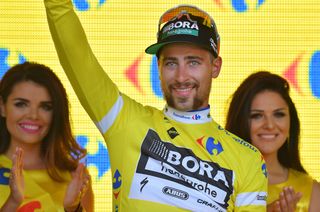Peter Sagan in the race leader's jersey after stage 4 of the Tour de Pologne