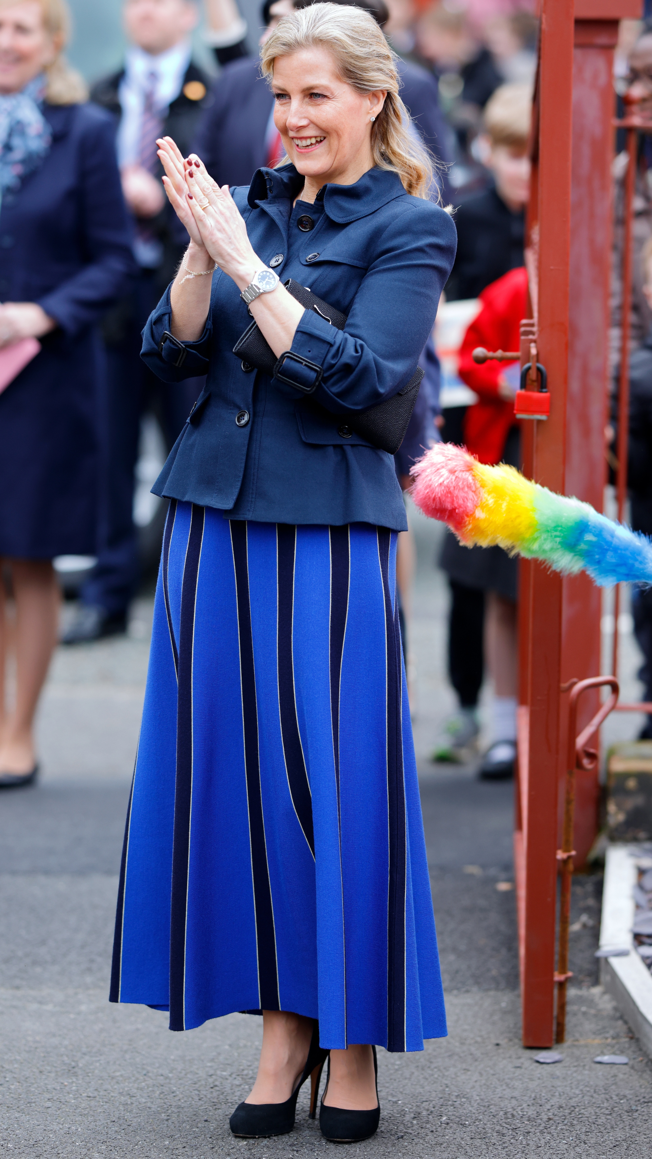 Sophie, Duchess of Edinburgh claps as she visits the Sir Ken Dodd Happiness Hall, which has been transformed into a new space for the community, to mark its official opening on March 10, 2022