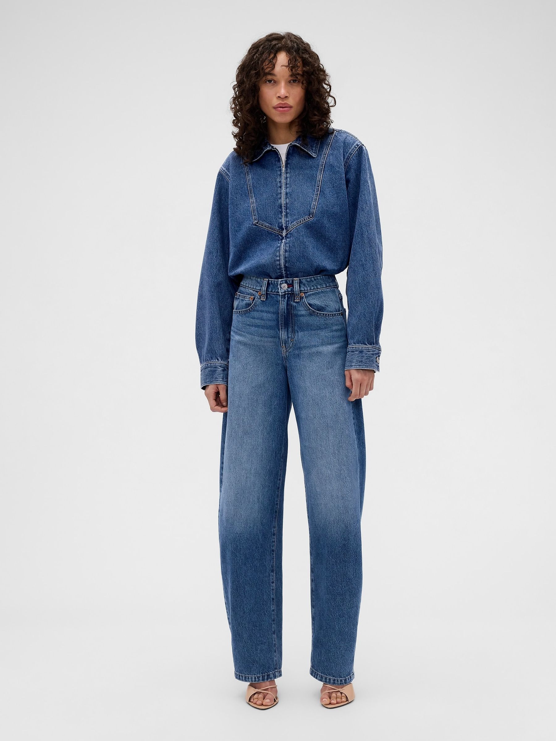 Gap X Victoria Beckham Blue Denim Zip Shirt