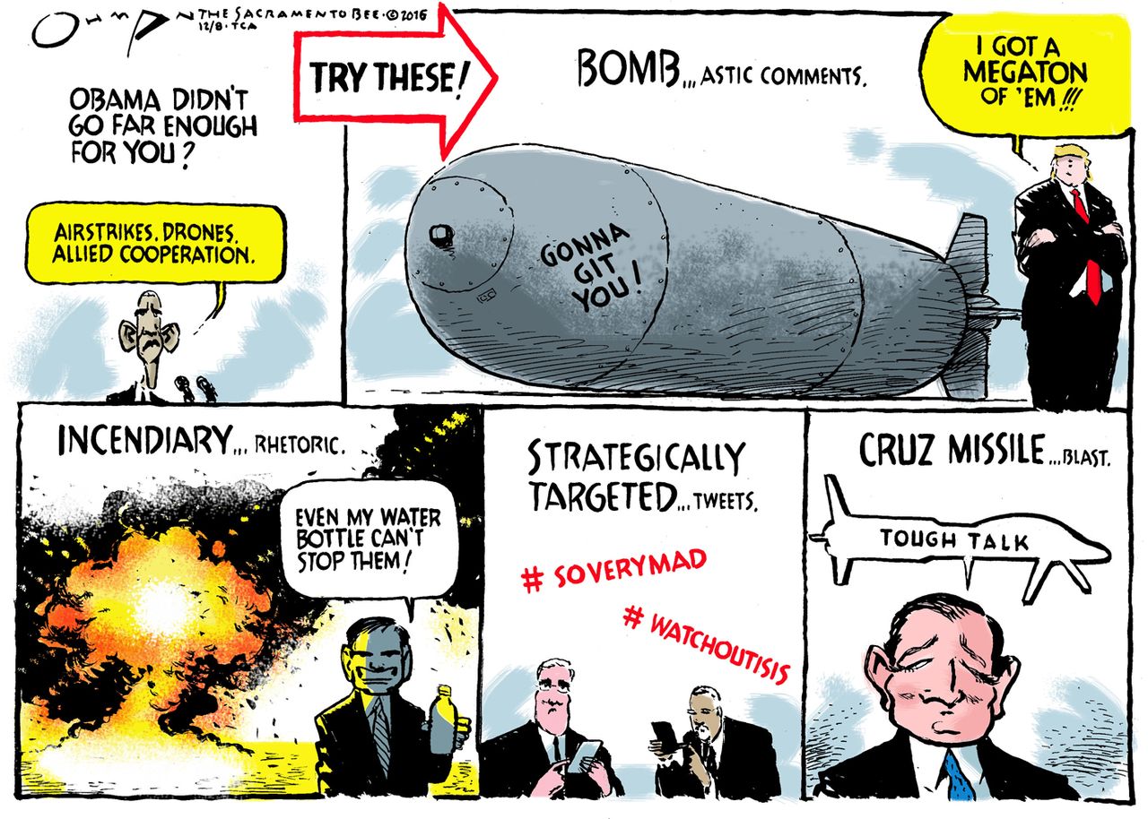 Political cartoon U.S. GOP Obama Terrorism