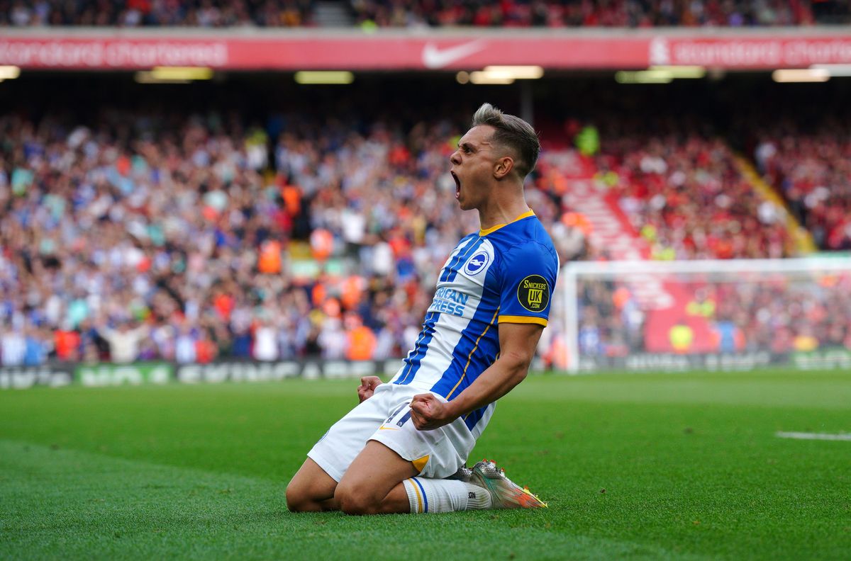 Leandro Trossard nets hat-trick as Brighton claim deserved draw at Liverpool