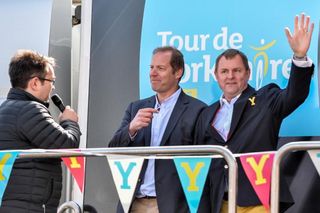 Christian Prudhomme and Gary Verity at the start of stage 1