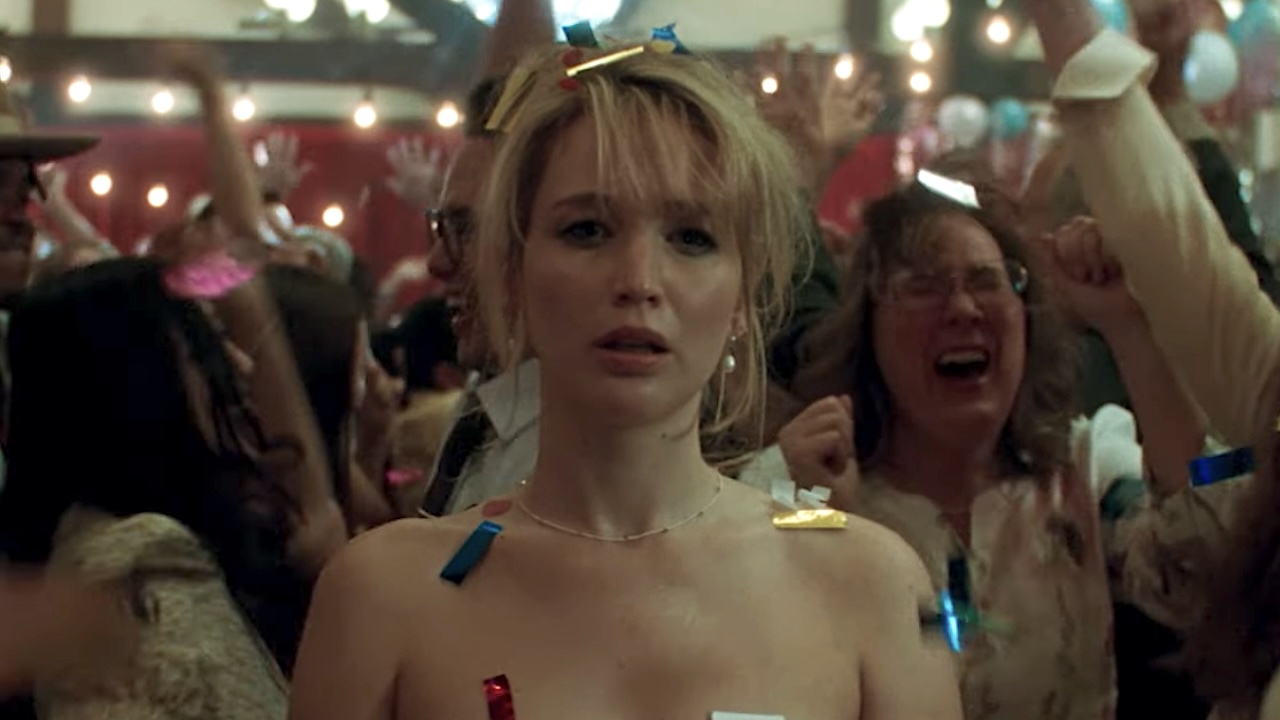 Grace in the middle of a school dance with confetti falling in Die, My Love