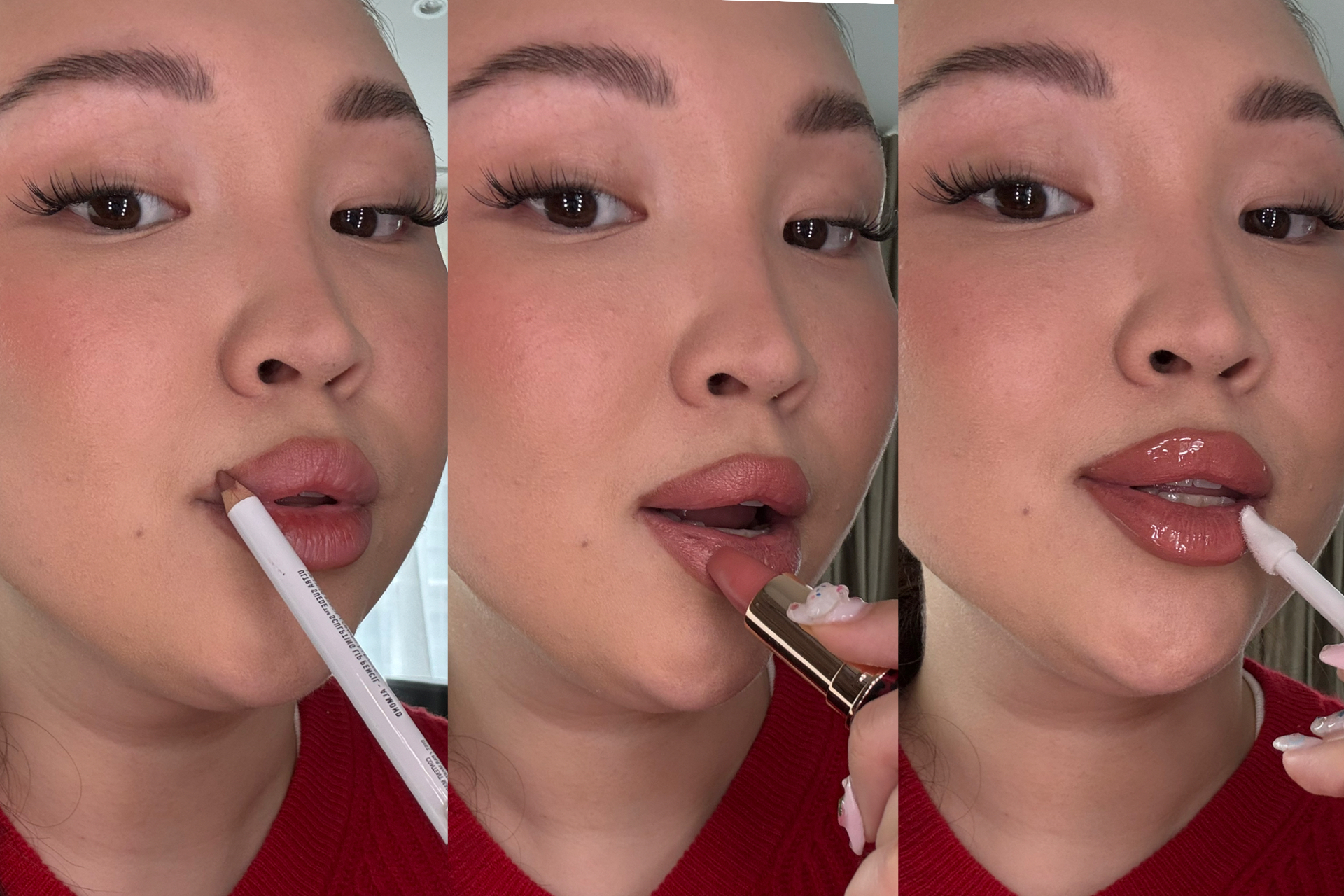 An image showing the application process of a lip combo