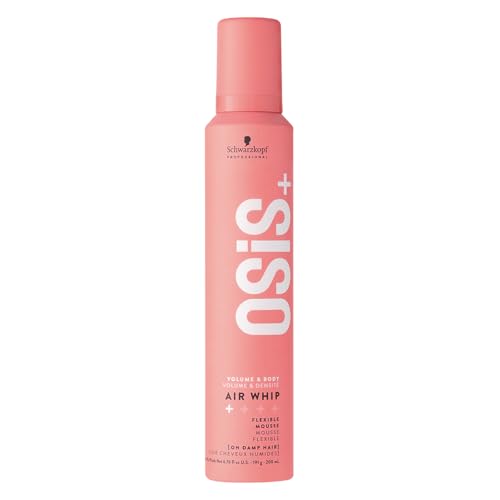 Schwarzkopf Professional Osis Air Whip Hair Mousse for Straight Wavy Curly Hair Heat Protection Strengthening Caring Formula Moisturizing Light Hold 200 Ml