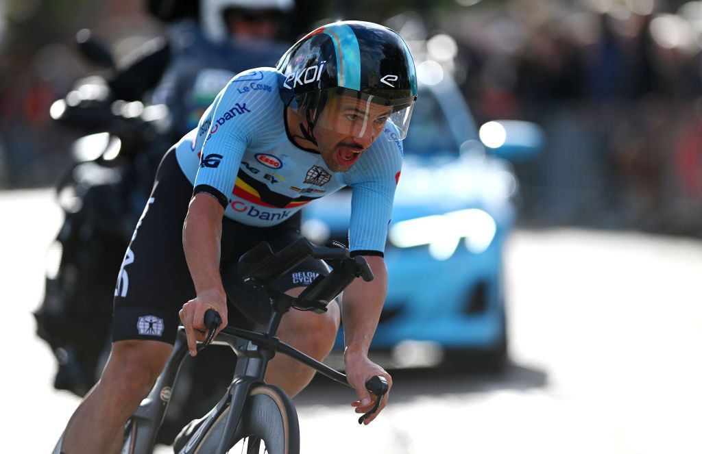 HASSELT BELGIUM SEPTEMBER 11 Victor Campenaerts of Team Belgium sprints during the 30th UEC Road Cycling European Championships 2024 Mens Elite Individual Time Trial a 313km from HeusdenZolder to Hasselt UCIWT on September 11 2024 in Hasselt Belgium Photo by Luc ClaessenGetty Images