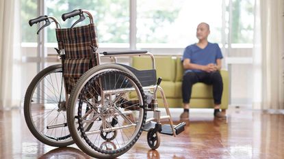 Elderly people in long-term care facilities and wheelchairs 