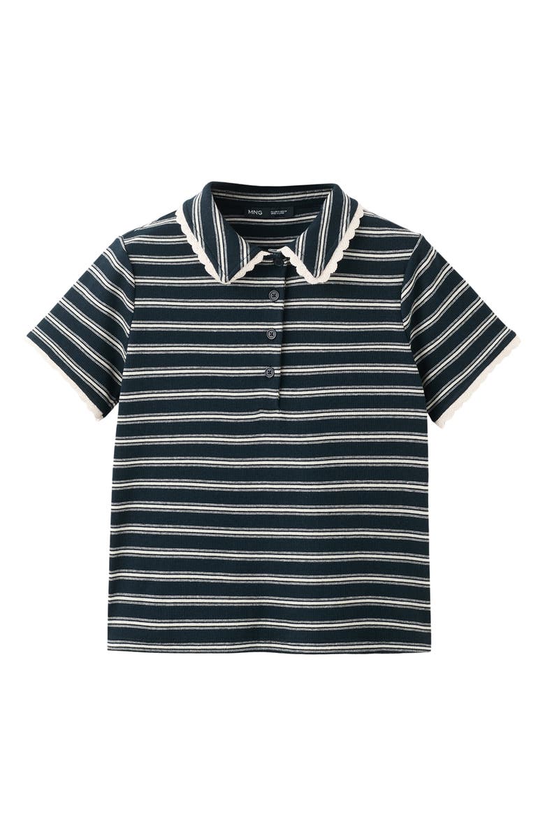 Stripe Scallop Collar Polo