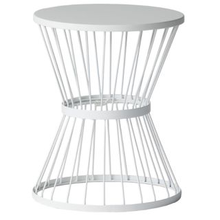 white metal outdoor side table