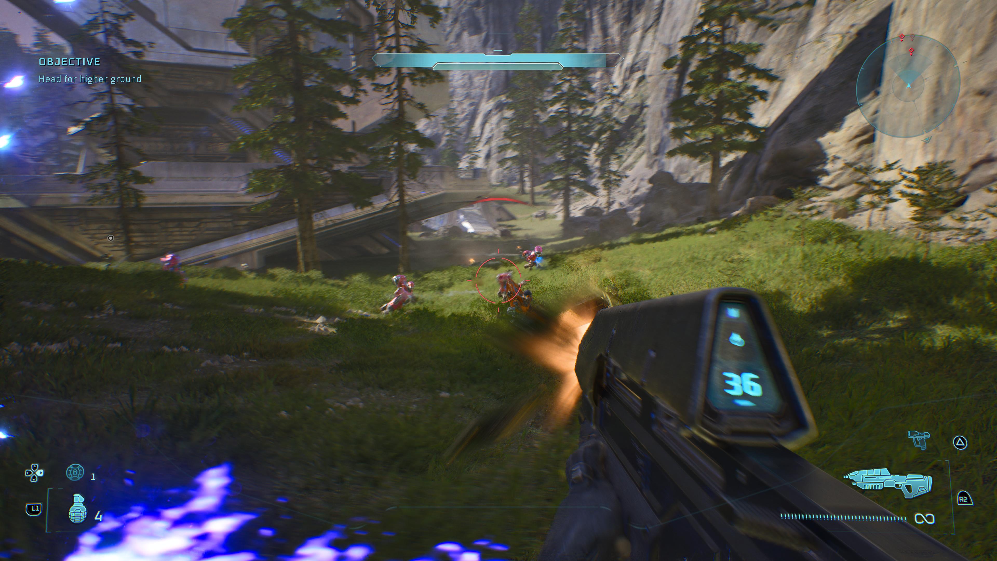 Screens of the game Halo, a sci-fi landscape