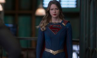 Supergirl looking preturbed on Supergirl