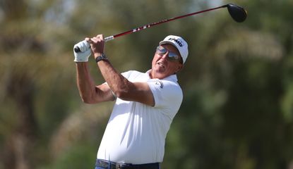 Mickelson hits a drive