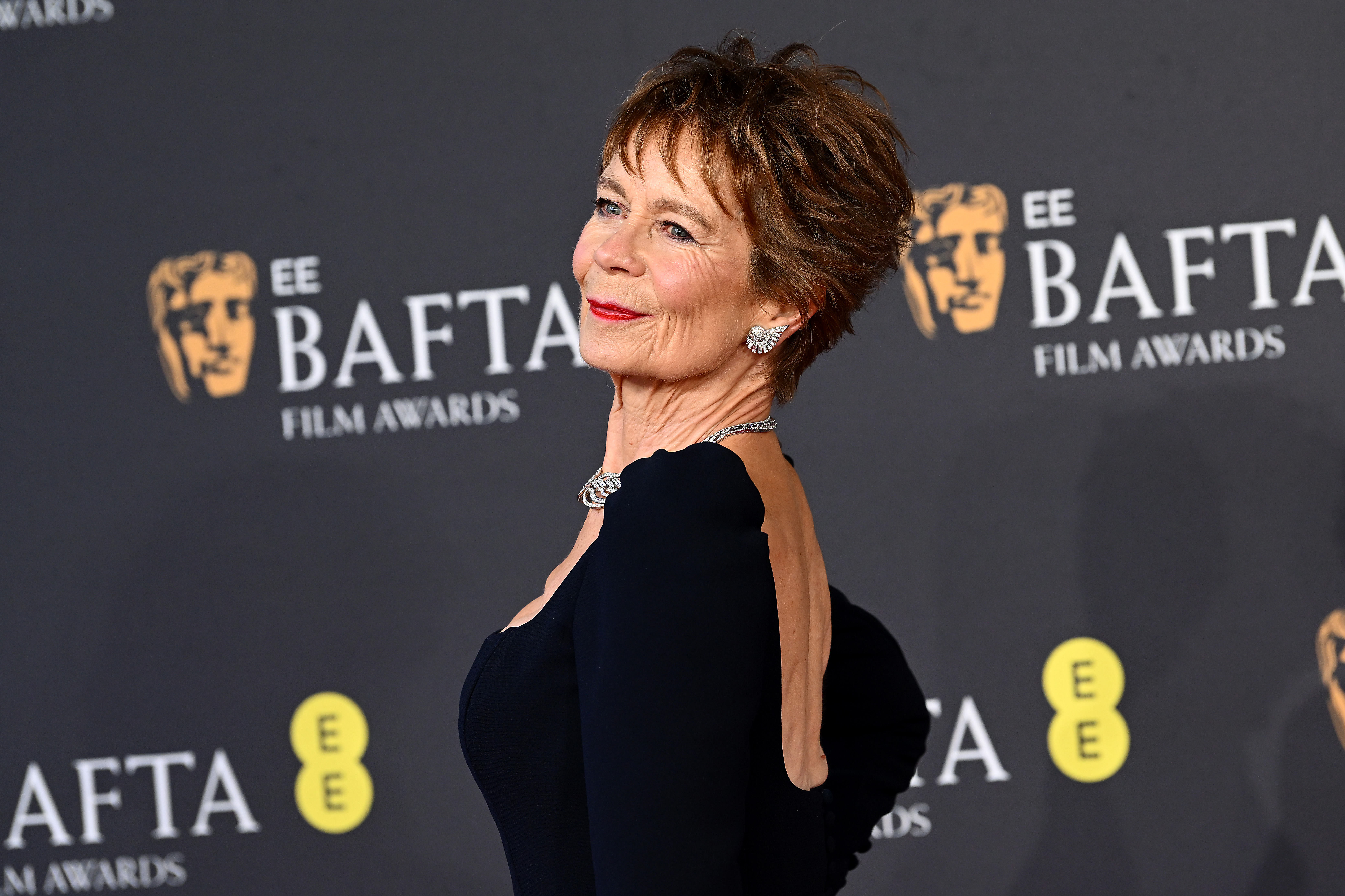 Celia Imrie attends the 2025 EE BAFTA Film Awards at The Royal Festival Hall on February 16, 2025 in London, England. (Photo by Joe Maher/BAFTA/Getty Images for BAFTA)