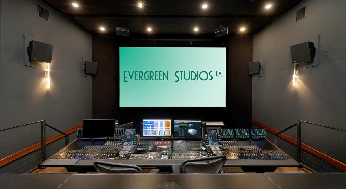 Shot of a mixing console in Evergreen Studios