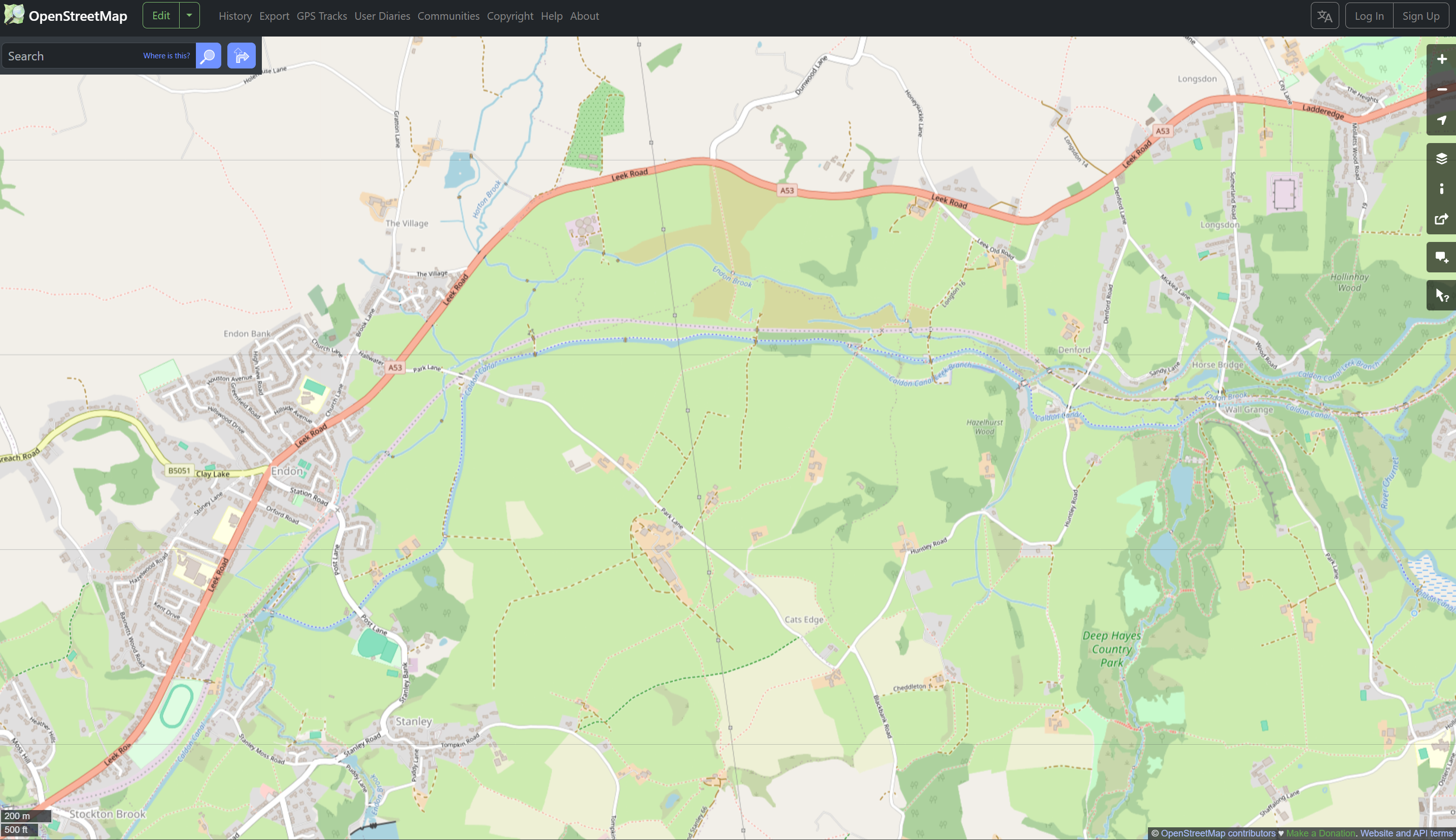 OSM screenshot of walking trails