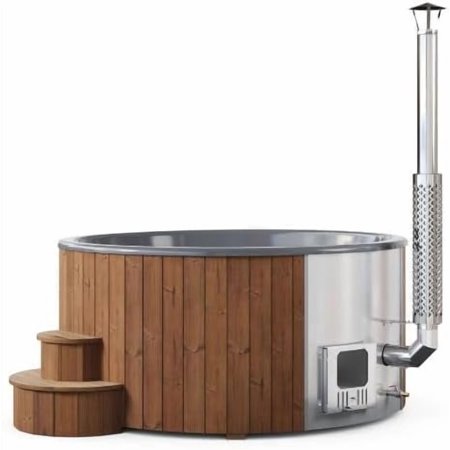 Saunalife Model S6n Soak-Series Home Wood-Burning Hot Tub, Natural, Up to 7 Persons