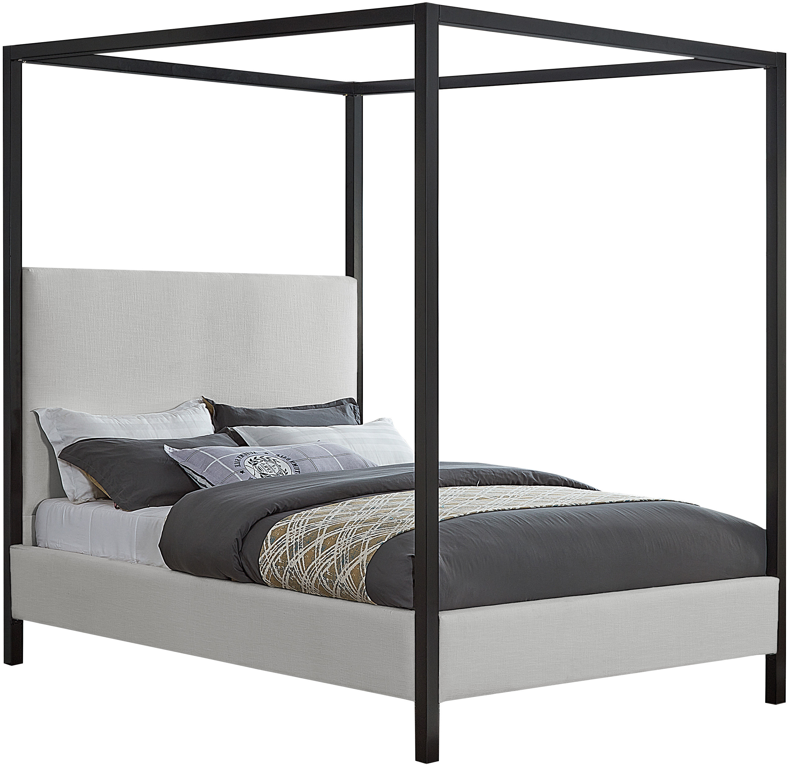 Upholstered Metal Canopy Bed
