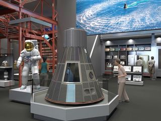 Early rendering of Armstrong suit display in "Destination Moon," the National Air and Space Museum's new gallery opening in 2020.