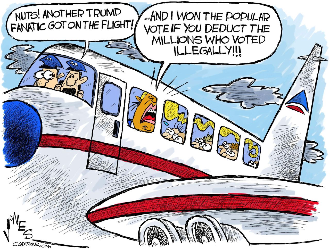 Political cartoon U.S. Donald Trump airlines Delta